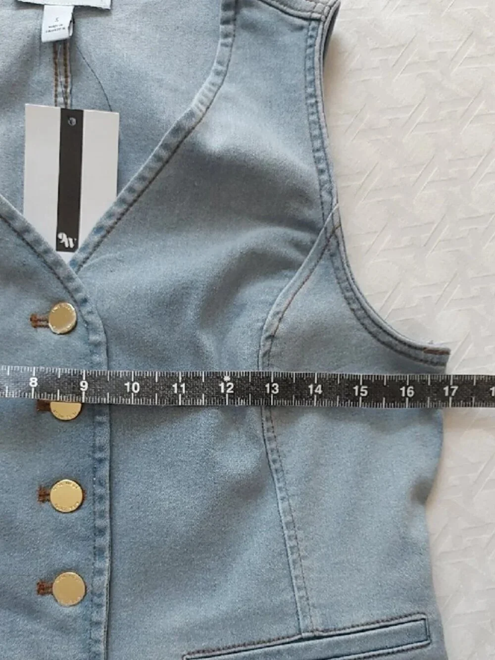 Y2k 90s Edgy Sleeveless Stretch Blue Denim Vest Small Vneck Button Down Crop Top